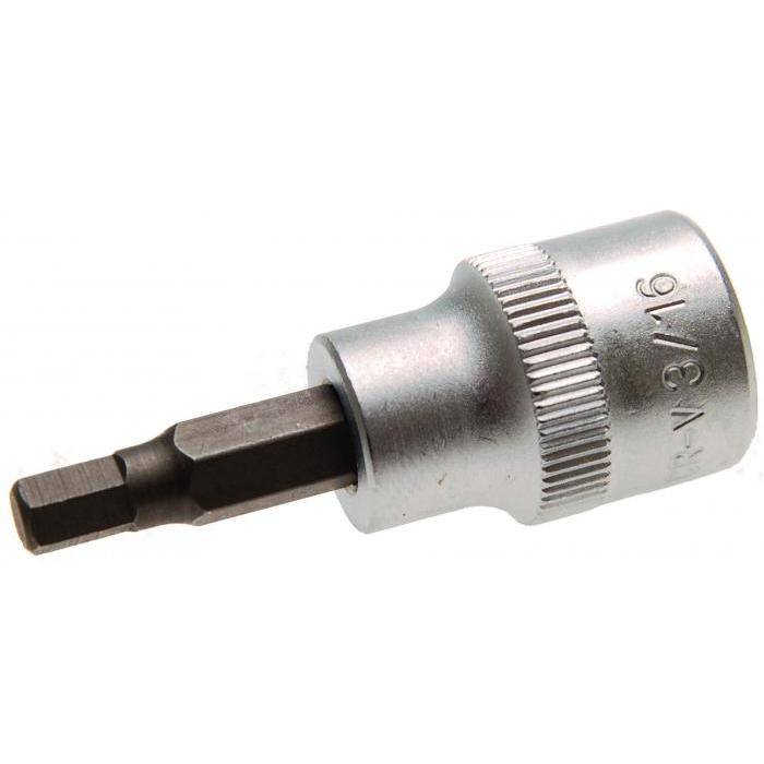 Bit-Einsatz - Innen-6-kant - 3/16"" - Antrieb- 3/16" - CV-Stahl - gerändelt - matt verchromt