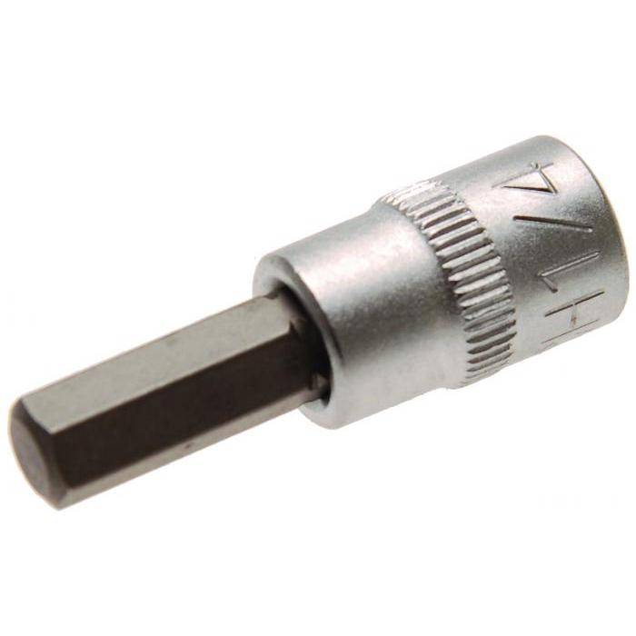 Bit-Einsatz - Innen-6-kant - zöllig 1/4"" - Antrieb- 1/4" - CV-Stahl - gerändelt - matt verchromt