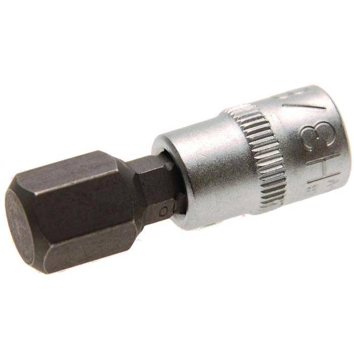Bit-Einsatz - Innen-6-kant - zöllig 3/8" - Antrieb- 1/4" - CV-Stahl - gerändelt - matt verchromt