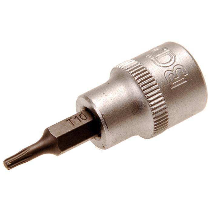 Bit-Einsätze - T-Profil T10 - ohne Bohrung - Antrieb- 3/8" - CV-Stahl - gerändelt - matt verchromt