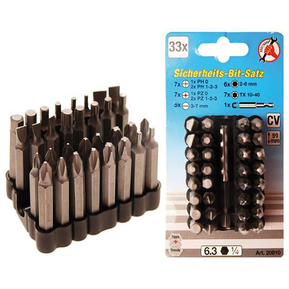 Bit-Satz - für Sicherungsschrauben - Länge 50 mm - 33-teilig