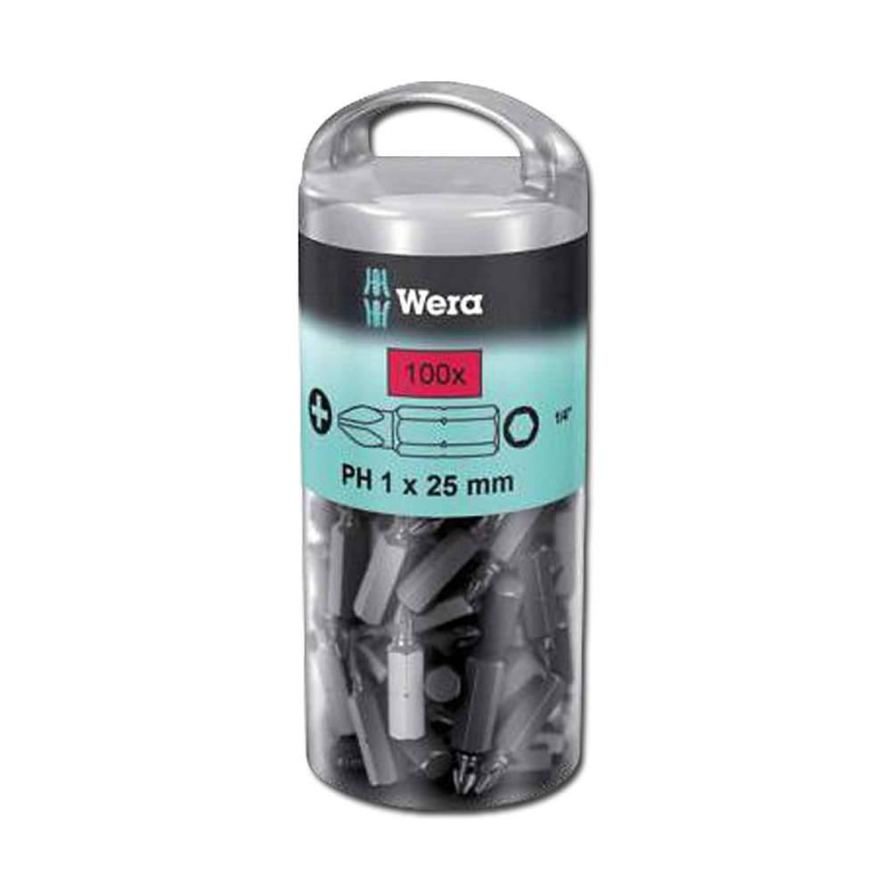 Bit-Einsätze 1/4" - Kreuz - PH1/PH2 - 100er Pack zähhart Wera