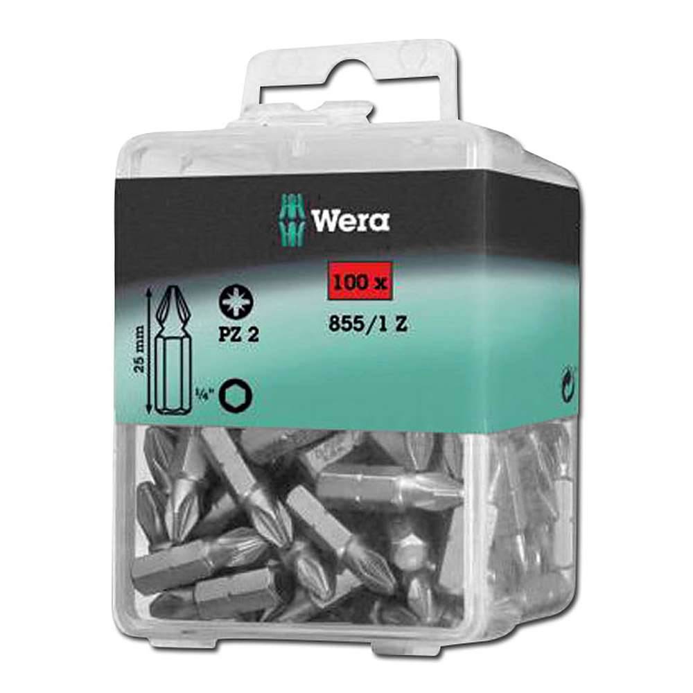 Bit-Einsätze 1/4" - Kreuz - PZ1 und PZ2 100er Pack Wera