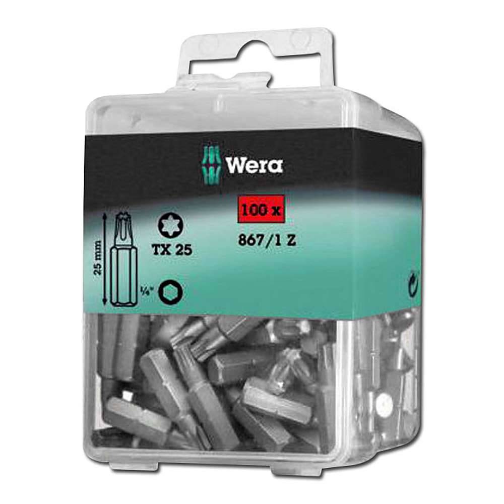 Bit-Einsätze 1/4" - Innen-TORX - T10 bis T40 - 100er Pack Wera