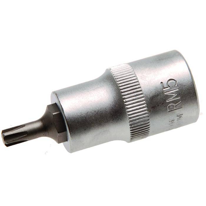 Biteinsatz RIBE® SchraubenInnenvierkant - 3/8" Antrieb - R5x55 mm - CV-Stahl - kordiert - matt verchromt - gerändelt