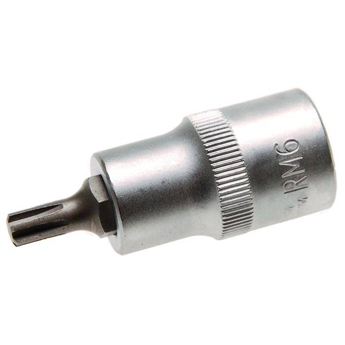 Biteinsatz RIBE® SchraubenInnenvierkant - 3/8" Antrieb - R6x55 mm - CV-Stahl - kordiert - matt verchromt - gerändelt