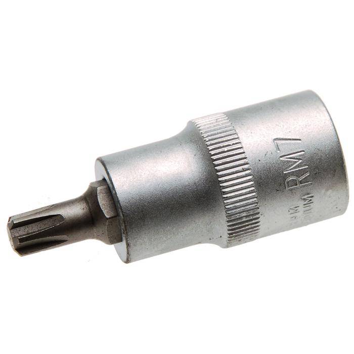 Biteinsatz RIBE® SchraubenInnenvierkant - 3/8" Antrieb - R7x55 mm - CV-Stahl - kordiert - matt verchromt - gerändelt