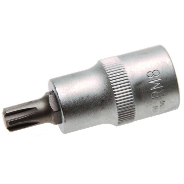 Biteinsatz RIBE® SchraubenInnenvierkant - 3/8" Antrieb - R8x55 mm - CV-Stahl - kordiert - matt verchromt - gerändelt