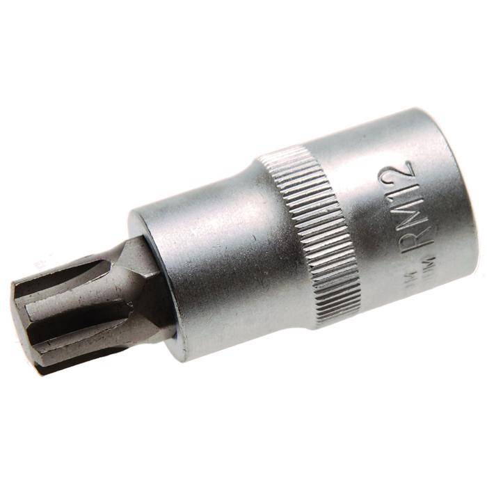 Biteinsatz RIBE® SchraubenInnenvierkant - 3/8" Antrieb - R12x55 mm - CV-Stahl - kordiert - matt verchromt - gerändelt