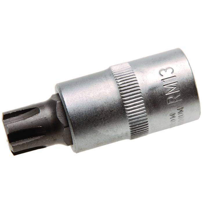 Biteinsatz RIBE® SchraubenInnenvierkant - 3/8" Antrieb - R13x55 mm - CV-Stahl - kordiert - matt verchromt - gerändelt
