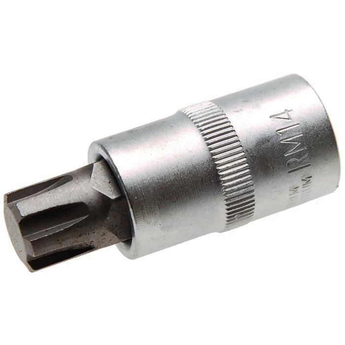 Biteinsatz RIBE® SchraubenInnenvierkant - 3/8" Antrieb - R14x55 mm - CV-Stahl - kordiert - matt verchromt - gerändelt