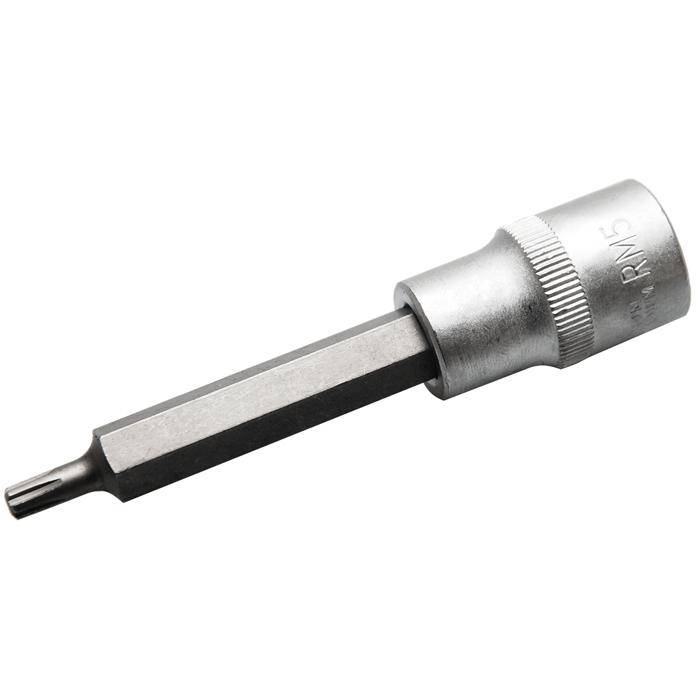 Biteinsatz RIBE® SchraubenInnenvierkant - 3/8" Antrieb - R5x100 mm - CV-Stahl - kordiert - matt verchromt - gerändelt