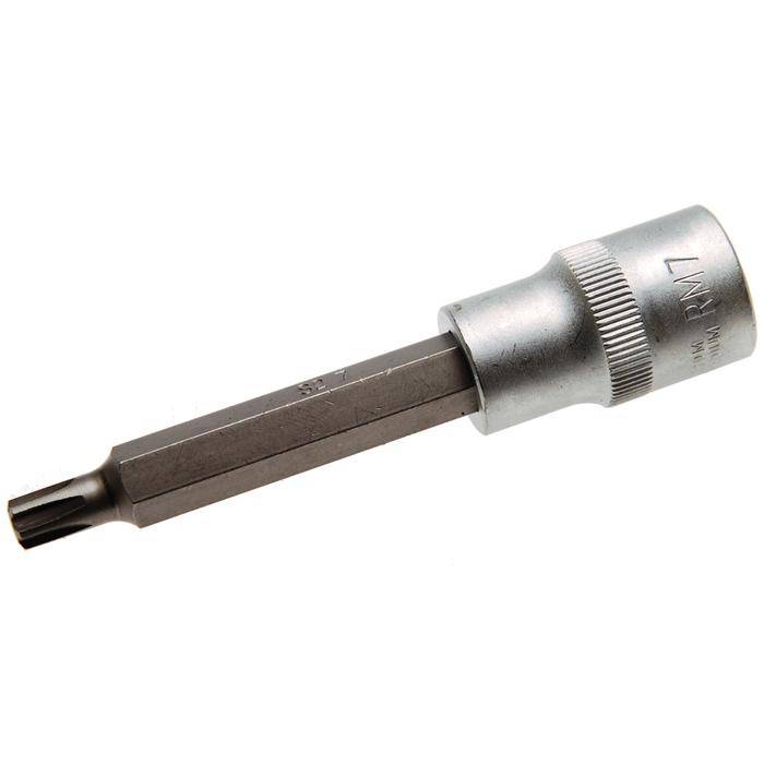 Biteinsatz RIBE® SchraubenInnenvierkant - 3/8" Antrieb - R7x100 mm - CV-Stahl - kordiert - matt verchromt - gerändelt