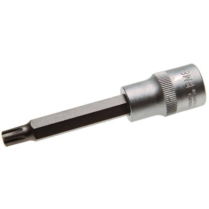Biteinsatz RIBE® SchraubenInnenvierkant - 3/8" Antrieb - R8x100 mm - CV-Stahl - kordiert - matt verchromt - gerändelt