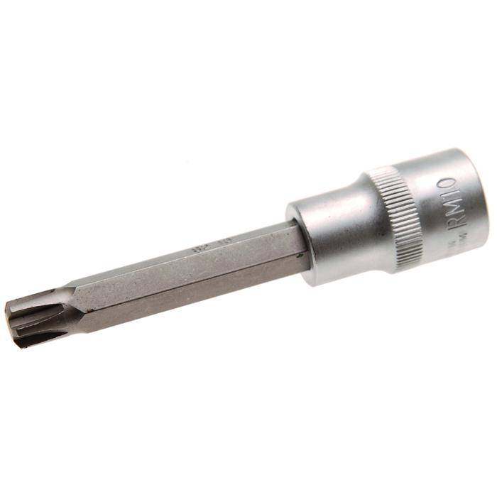 Biteinsatz RIBE® SchraubenInnenvierkant - 3/8" Antrieb - R10x100 mm - CV-Stahl - kordiert - matt verchromt - gerändelt