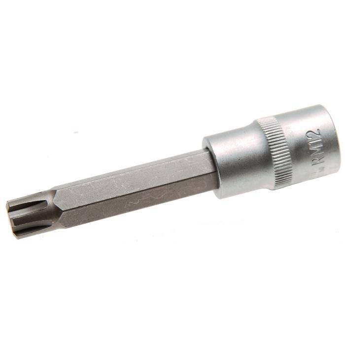 Biteinsatz RIBE® SchraubenInnenvierkant - 3/8" Antrieb - R12x100 mm - CV-Stahl - kordiert - matt verchromt - gerändelt