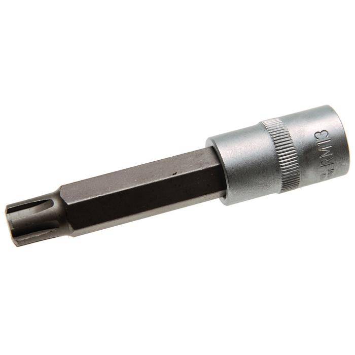 Biteinsatz RIBE® SchraubenInnenvierkant - 3/8" Antrieb - R13x100 mm - CV-Stahl - kordiert - matt verchromt - gerändelt