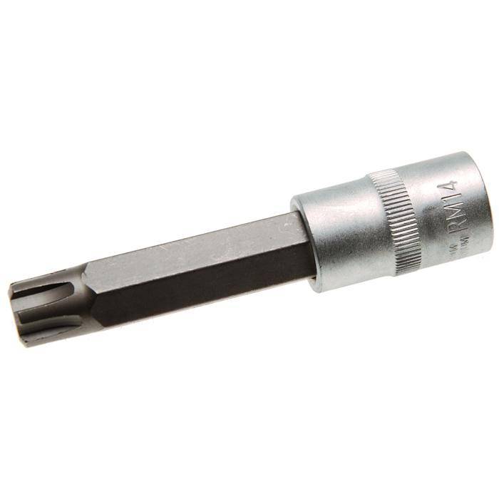 Biteinsatz RIBE® SchraubenInnenvierkant - 3/8" Antrieb - R14x100 mm - CV-Stahl - kordiert - matt verchromt - gerändelt