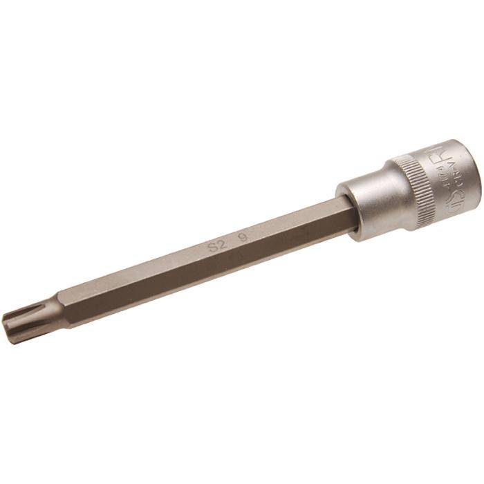 Biteinsatz RIBE® SchraubenInnenvierkant - 3/8" Antrieb - R9x140 mm - CV-Stahl - kordiert - matt verchromt - gerändelt