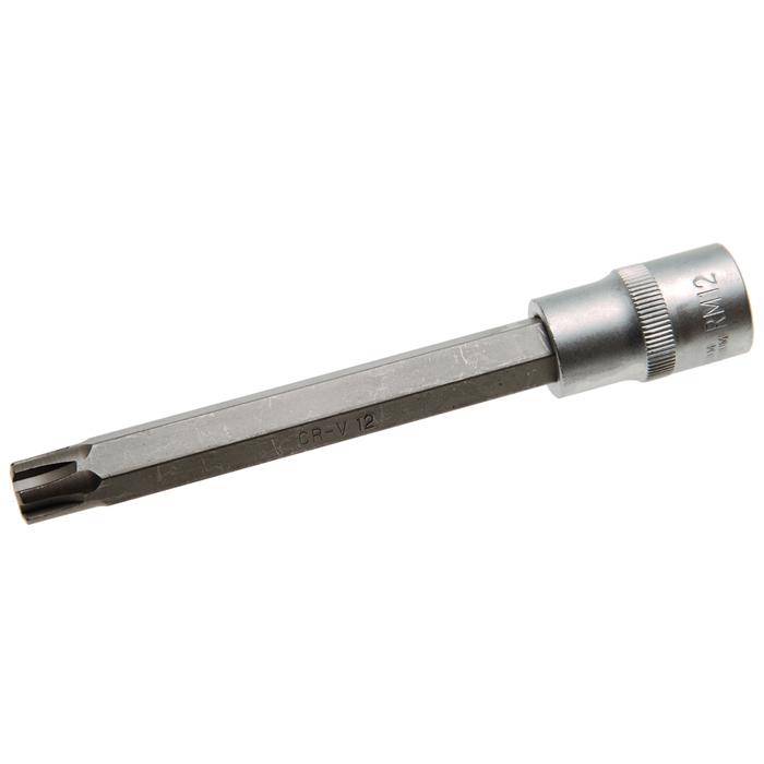Biteinsatz RIBE® SchraubenInnenvierkant - 3/8" Antrieb - R12x140 mm - CV-Stahl - kordiert - matt verchromt - gerändelt