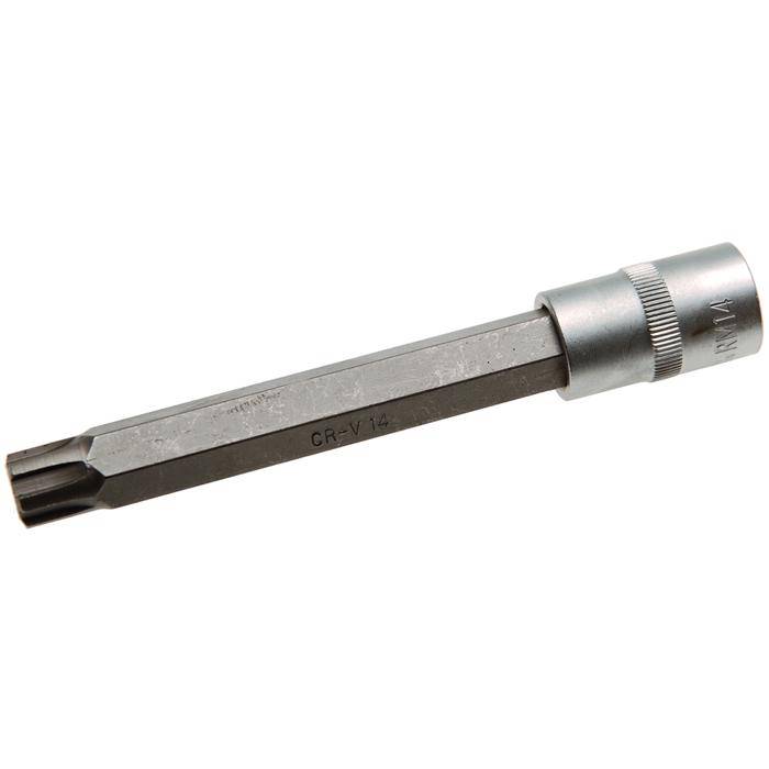 Biteinsatz RIBE® SchraubenInnenvierkant - 3/8" Antrieb - R14x140 mm - CV-Stahl - kordiert - matt verchromt - gerändelt