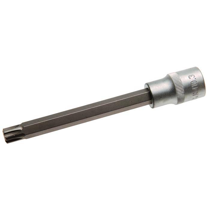 Biteinsatz RIBE® SchraubenInnenvierkant - 3/8" Antrieb - R10,3x140 mm - CV-Stahl - kordiert - matt verchromt - gerändelt