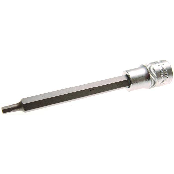 Bit-Einsatz-Innensechskant - 1/2" Antrieb - Größe- 5x140 mm - CV-Stahl - gerändelt - matt verchromt