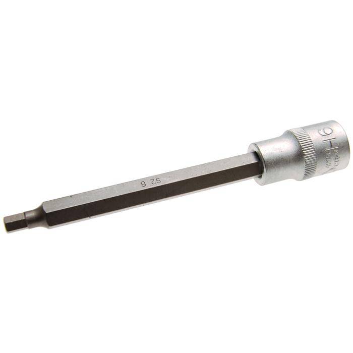 Bit-Einsatz-Innensechskant - 1/2" Antrieb - Größe- 6x140 mm - CV-Stahl - gerändelt - matt verchromt