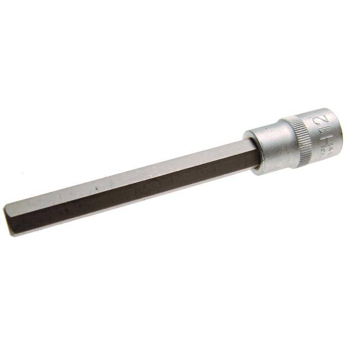 Bit-Einsatz-Innensechskant - 1/2" Antrieb - Größe- 12x140 mm - CV-Stahl - gerändelt - matt verchromt