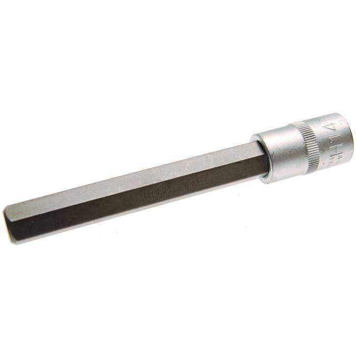Bit-Einsatz-Innensechskant - 1/2" Antrieb - Größe- 14x140 mm - CV-Stahl - gerändelt - matt verchromt