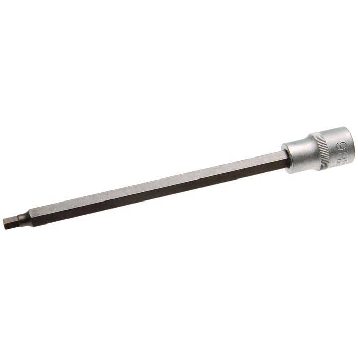 Bit-Einsatz-Innensechskant - 1/2" Antrieb - Größe- 6x200 mm - CV-Stahl - gerändelt - matt verchromt