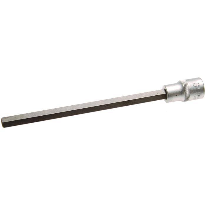 Bit-Einsatz-Innensechskant - 1/2" Antrieb - Größe- 10x200 mm - CV-Stahl - gerändelt - matt verchromt