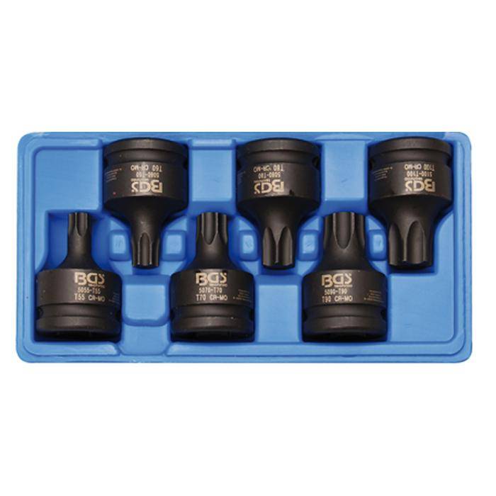 Kraft-Biteinsatz-Set - T-Profil - 3/4 " Antrieb - T55 bis T100 - CR-MO-Stahl