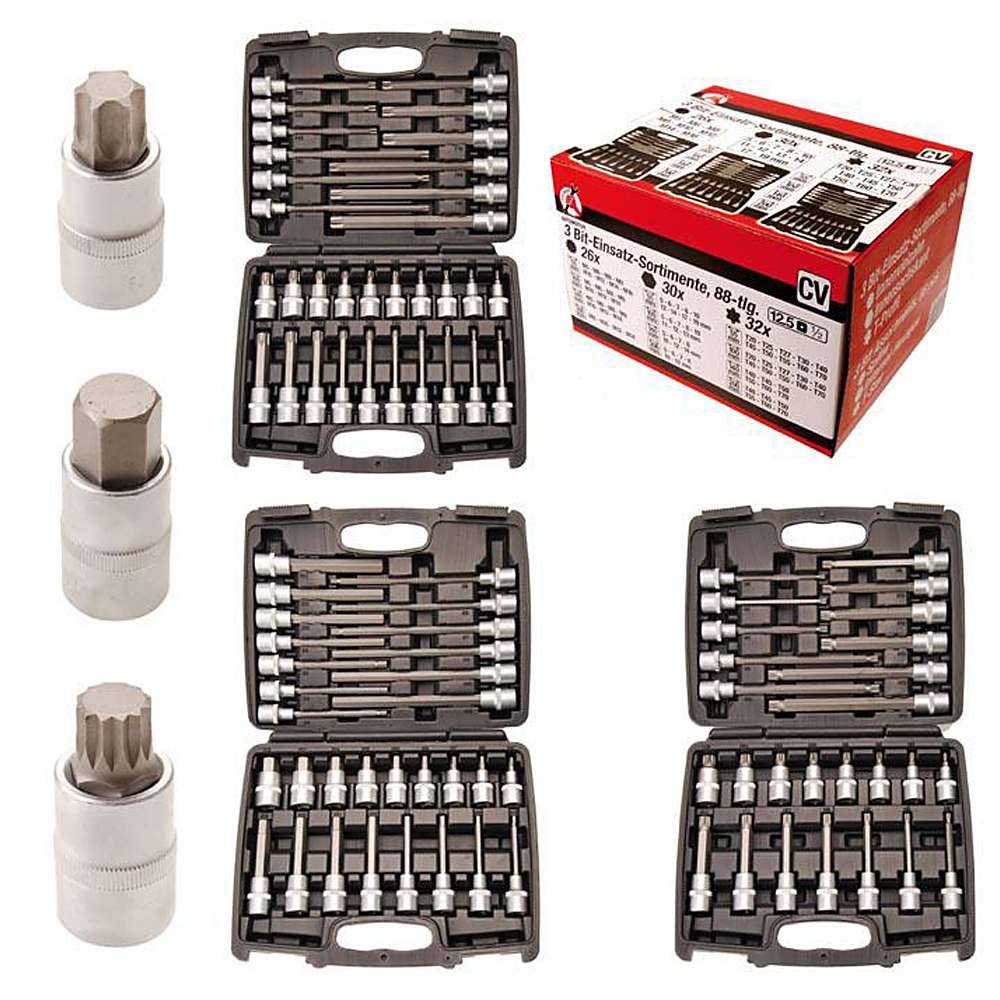 Bit-Einsatz-Sets - Innenvielzahn - Innen-6-kant - T-Profil - 1/2 " Antrieb