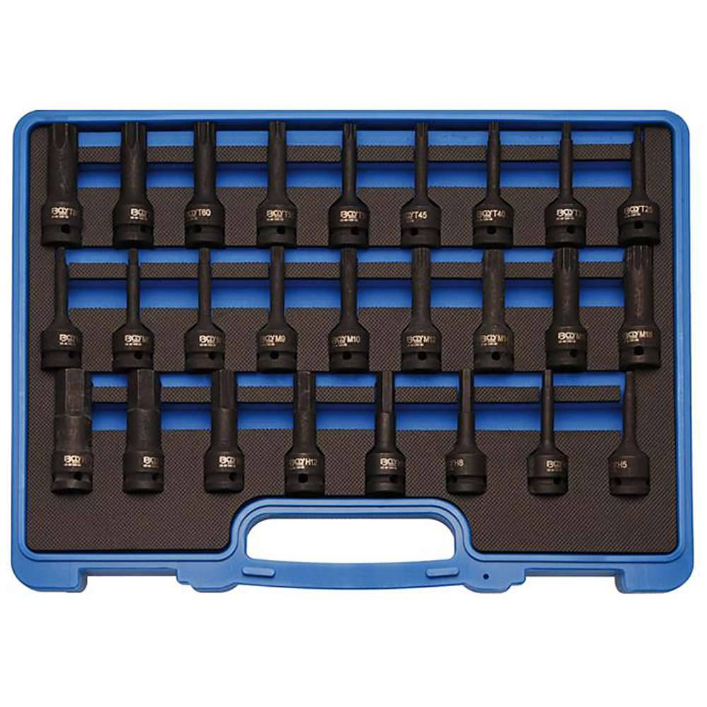 Kraft-Biteinsatz-Set - T25 bis T80 - Innen-6-kant 5 bis 19 mm - Innenvielzahn M5 bis M18