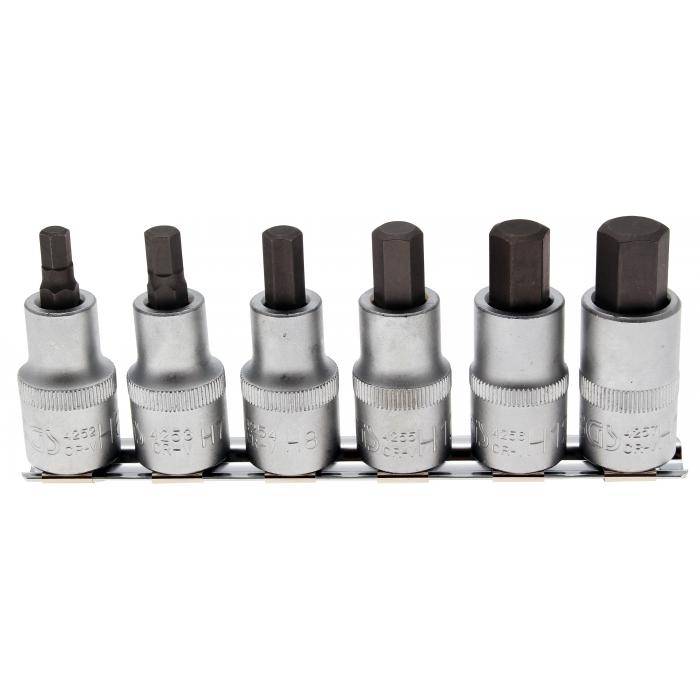 Bit-Einsatz-Satz - Innen-6-Kant - 6 bis 14 mm - Antrieb 12,5 mm (1/2") - 6-tlg.