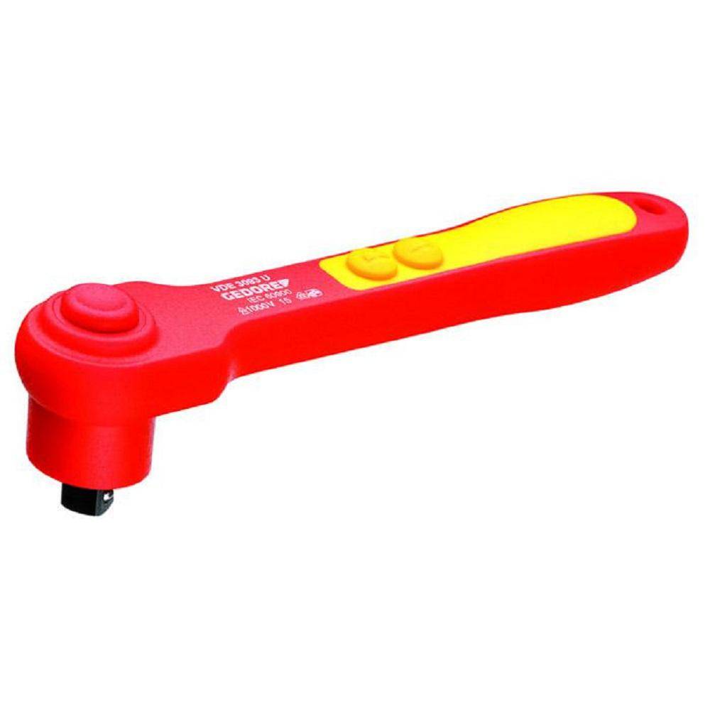 VDE-Umschaltknarre - Antrieb 3/8" - 185 mm - Rückschwenkwinkel 8,2°