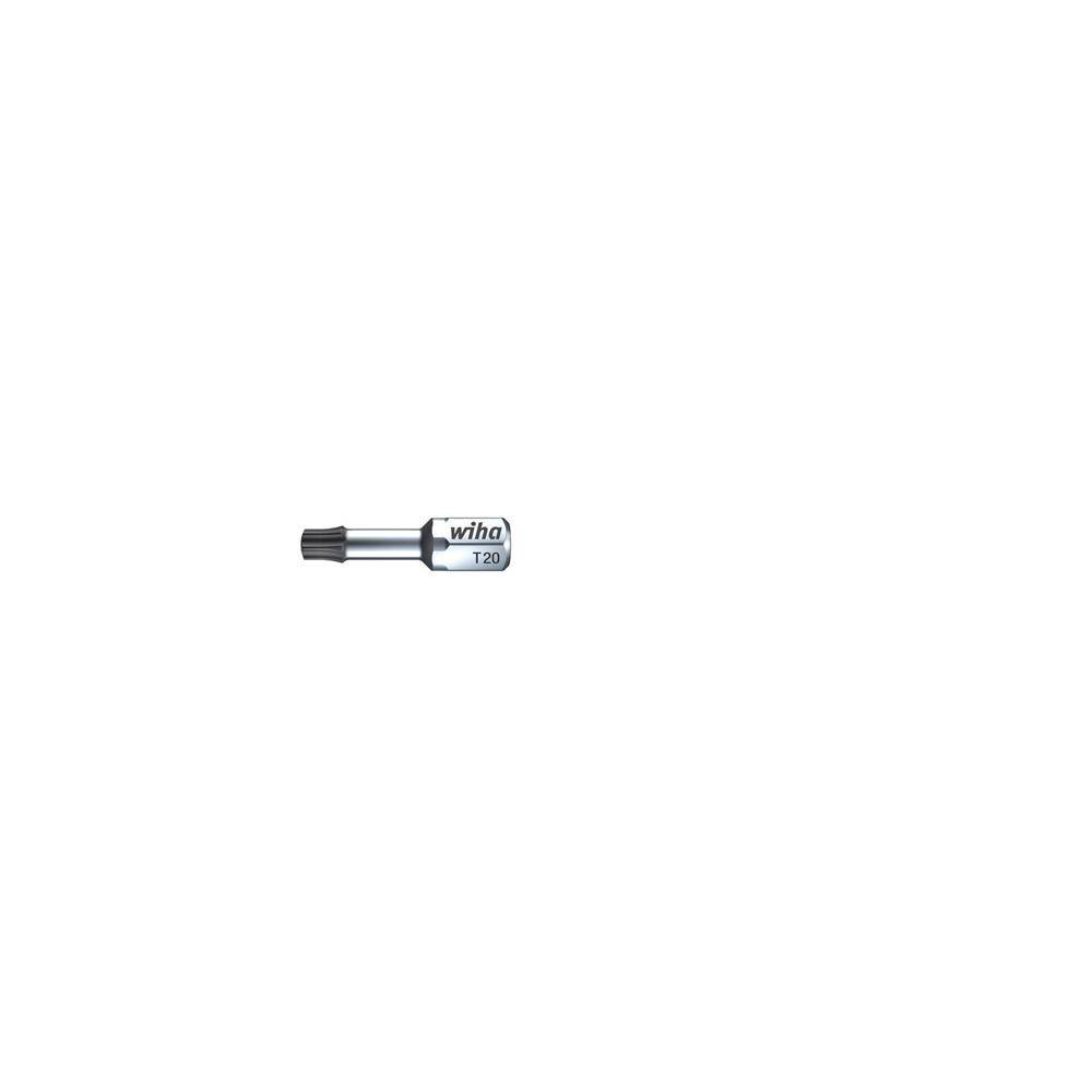 Kleiner Wiha T20 Torx-Schraubendreherbit auf weißem Hintergrund.
