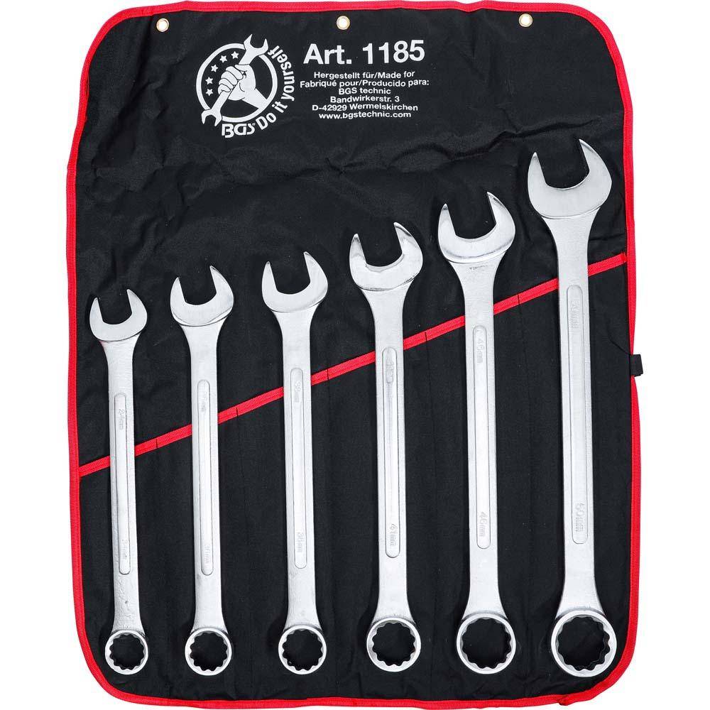 Maulringschlüssel-Satz - Stahl - SW 34 bis 50mm - 6-tlg - in Rolltasche - "XXL"