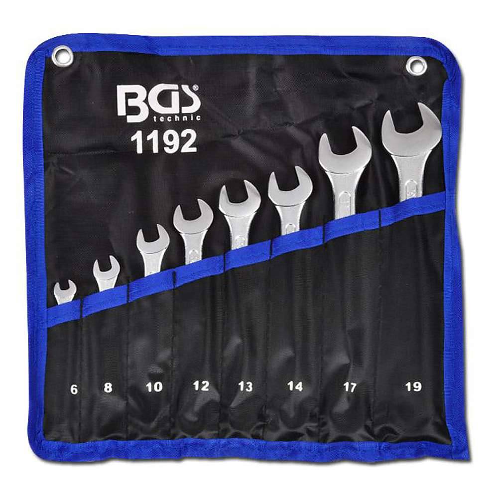 Maulringschlüssel-Satz - CV-Stahl - 6 bis 19mm - 8-tlg - in Rolltasche