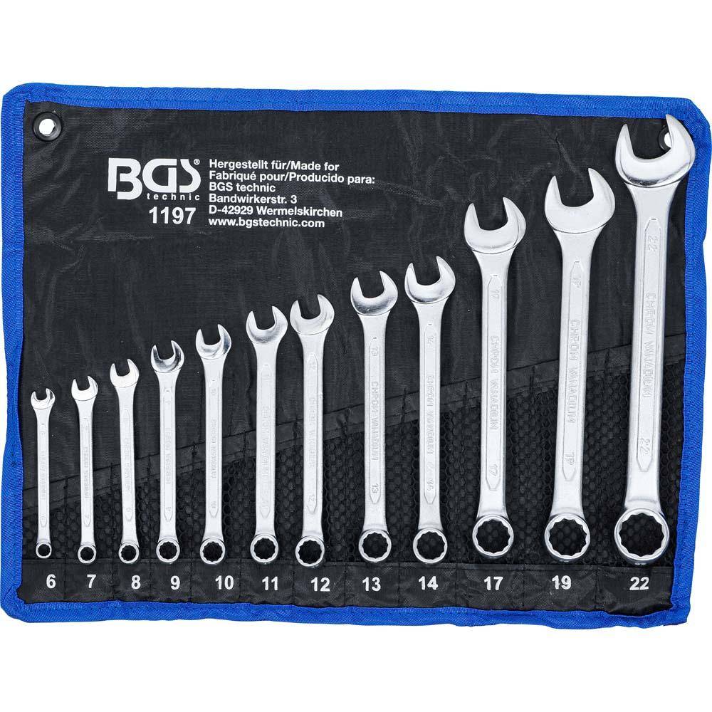 Maulringschlüssel-Satz - CV-Stahl - 6 bis 22mm - 12-tlg - in Rolltasche