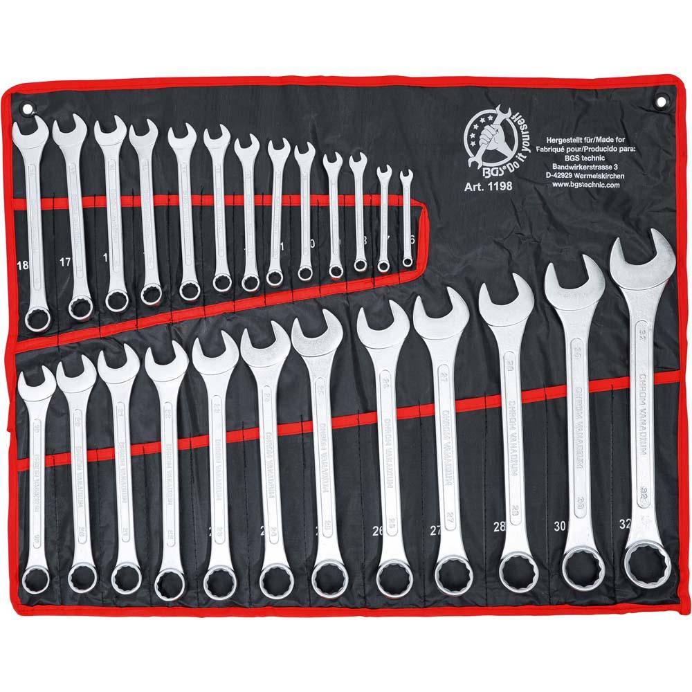 Maulringschlüssel-Satz - Stahl - 6 bis 32mm - 25-tlg - in Rolltasche