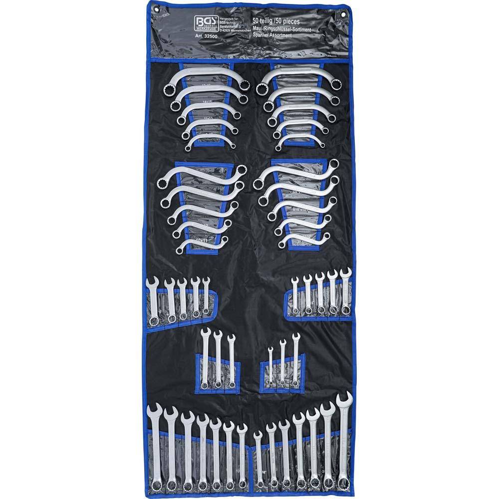 Maulringschlüssel-Satz - CV-Stahl - metrisch /zöllig - 50-tlg - in Rollt.
