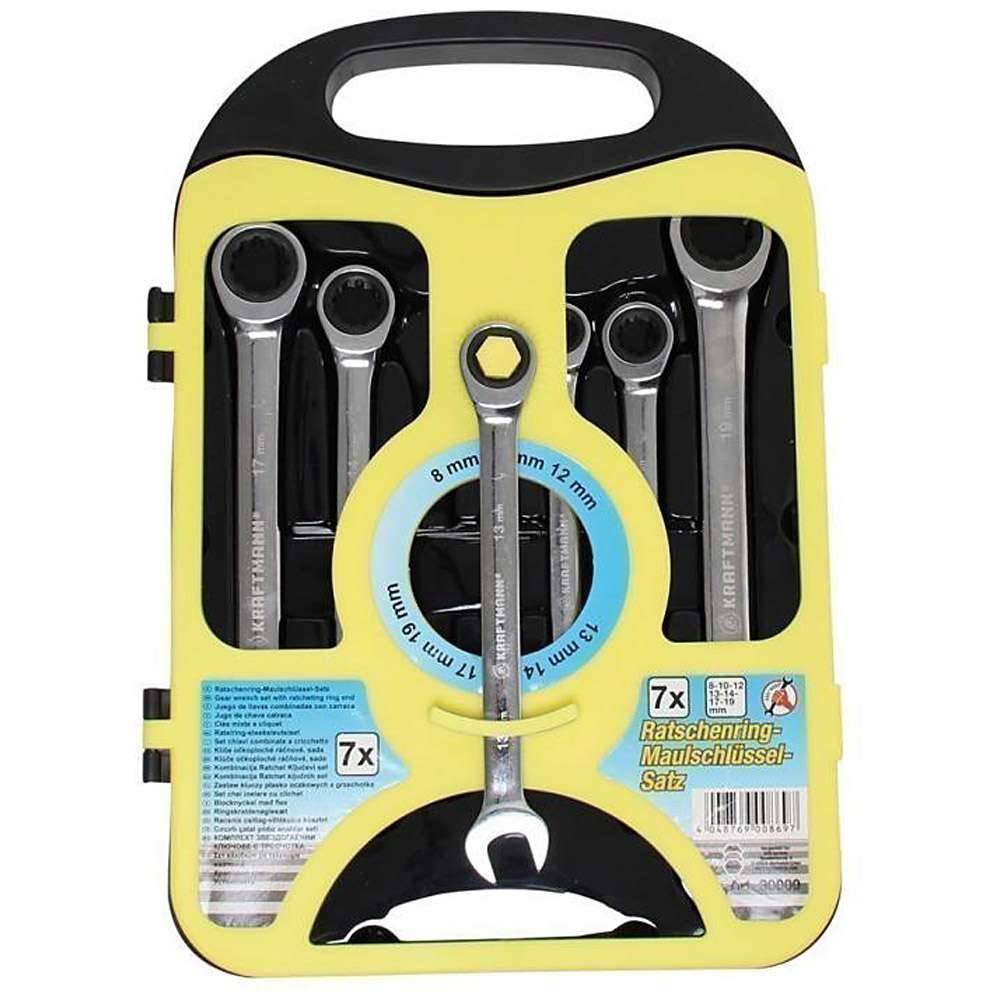 Maul Ratschenringschlüssel Satz - 12-kant - poliert und verchromt - 7-tlg.