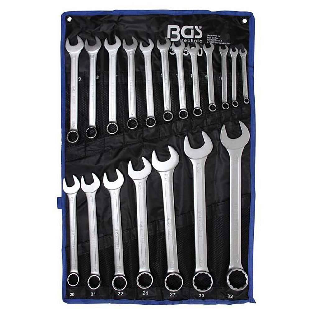 Maul-Ringschlüssel-Satz - Größen 8 bis 32 mm - in Tetron-Rolltasche - 19-tlg.