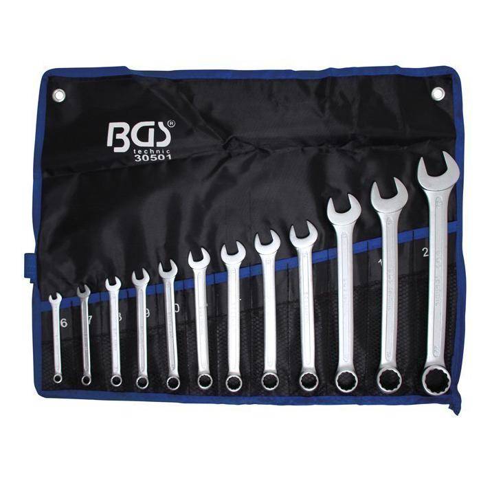 Maul-Ringschlüssel-Satz - Größen 6 bis 22 mm - in Tetron-Rolltasche - 12-tlg.