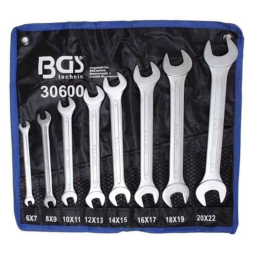 Doppel-Maulschlüssel-Satz - Größen 6 bis 22 mm - in Tetron-Rolltasche - 8-tlg.