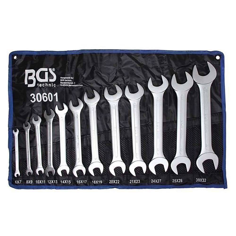 Doppel-Maulschlüssel-Satz - Größen 6 bis 32 mm - in Tetron-Rolltasche - 12-tlg.