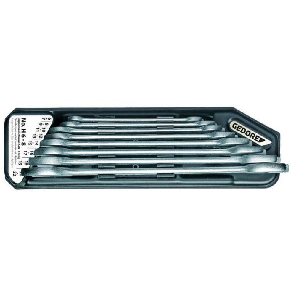Doppelmaulschlüssel-Satz - im Halter - 8-teilig - SW 6 bis 22 mm