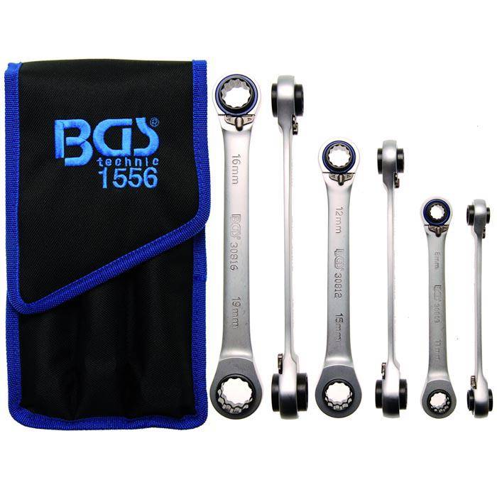 Ratschen-Ringschlüssel-Satz - 4 in 1 - SW- 8 mm x 9 mm bis 18 mm x 19 mm - 3-teilig